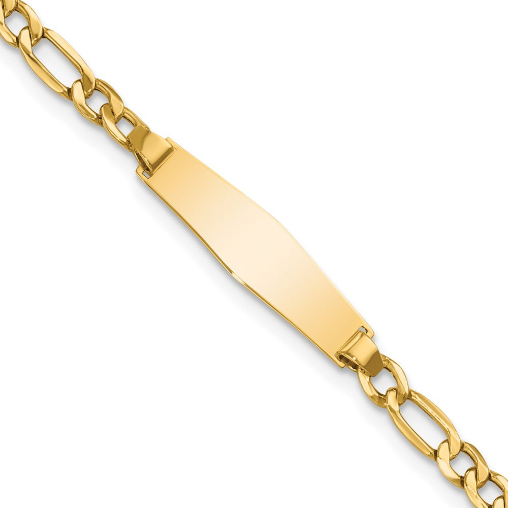 Quality Gold 14k Semi-Solid Soft Diamond Shape Figaro Link ID Bracelet Gold     