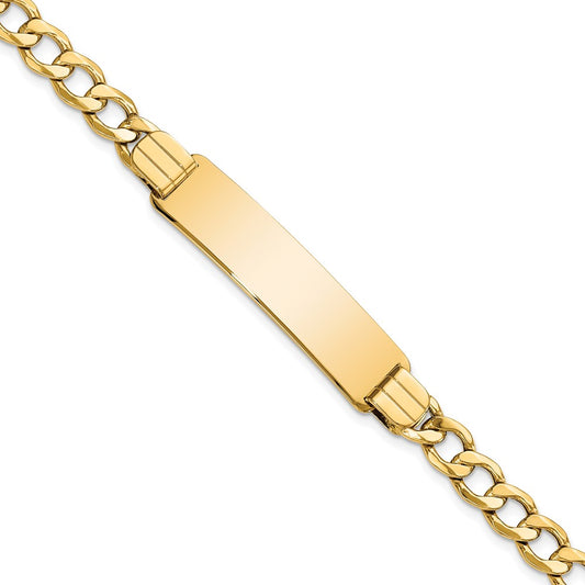 Quality Gold 14k Semi-solid Curb Link ID Bracelet Gold     