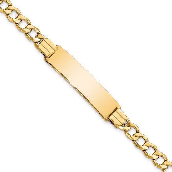 Quality Gold 14k Semi-solid Curb Link ID Bracelet Gold     