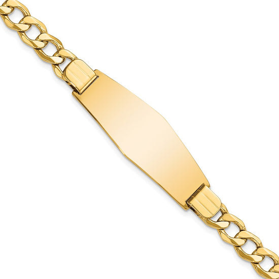 Quality Gold 14k Semi-solid Soft Diamond Shape Curb Link ID Bracelet Gold     