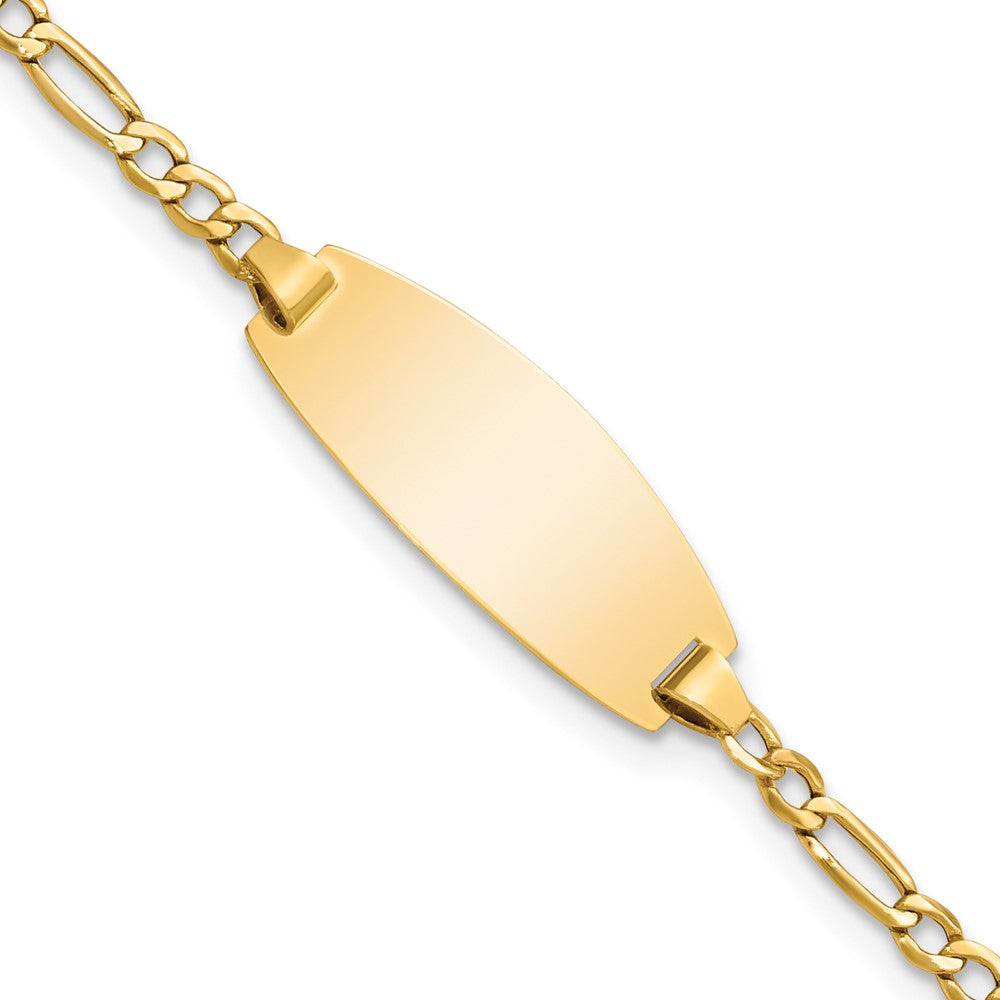Quality Gold 14k Semi-Solid Oval Figaro ID Bracelet Gold     