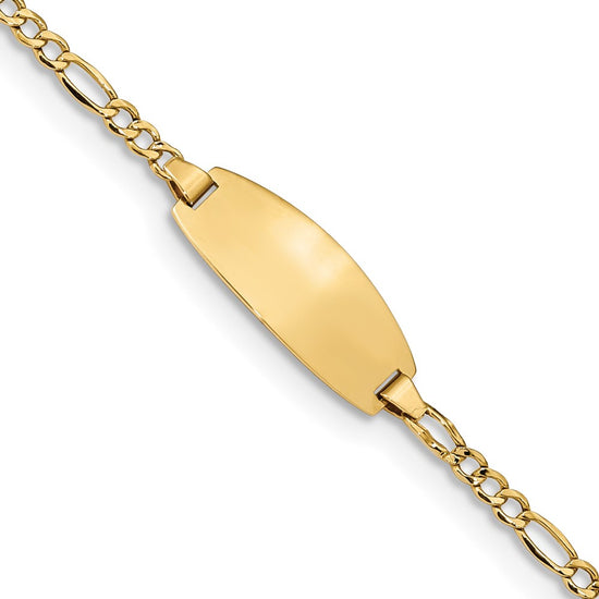 Load image into Gallery viewer, Quality Gold 14k Semi-Solid Oval Figaro ID Bracelet Gold     

