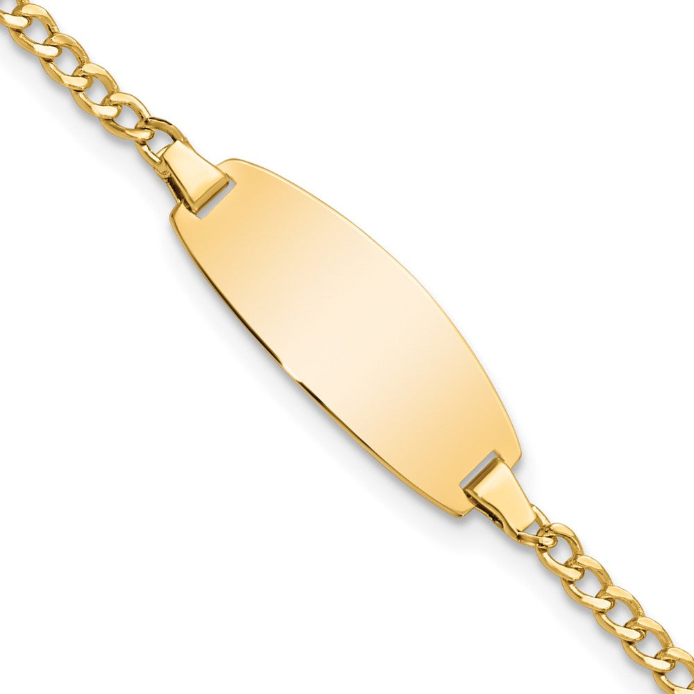 Quality Gold 14k Semi-Solid Oval Curb ID Bracelet Gold     