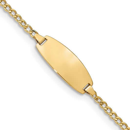 Quality Gold 14k Semi-Solid Oval Curb ID Bracelet Gold     