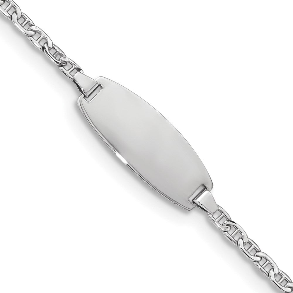 Load image into Gallery viewer, Quality Gold 14k White Gold Semi-Solid Oval Anchor ID Bracelet Gold     
