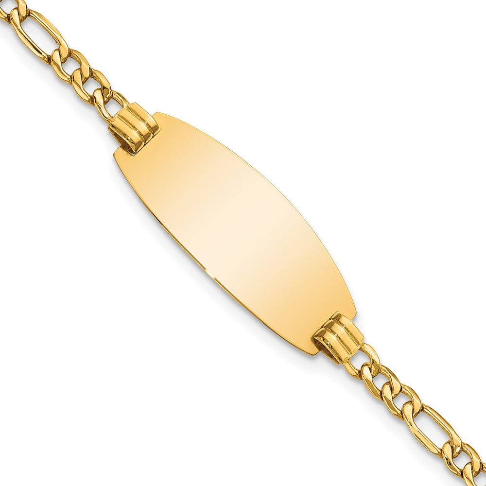 Quality Gold 14k Semi-Solid Oval ID Figaro Bracelet Gold     