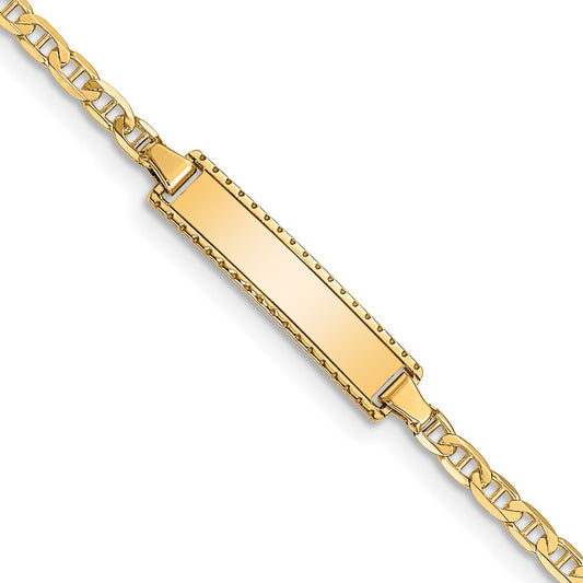 Quality Gold 14k Children's Anchor Link ID Bracelet Gold     