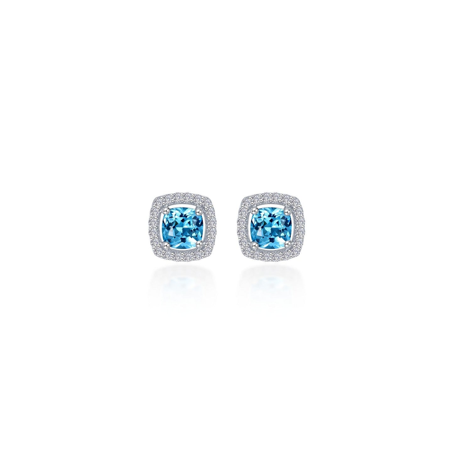 Cushion-Cut Halo Stud Earrings