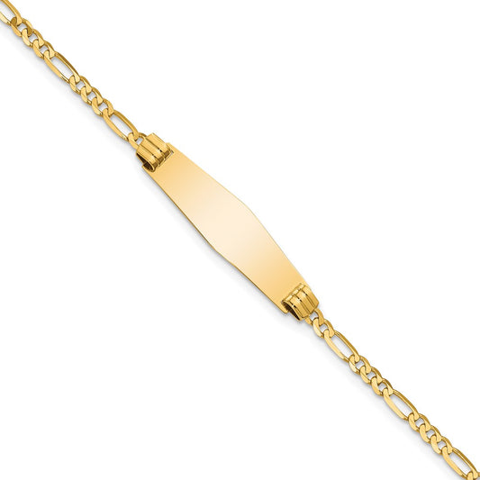 Quality Gold 14k Soft Diamond Shape Figaro ID Bracelet Gold     