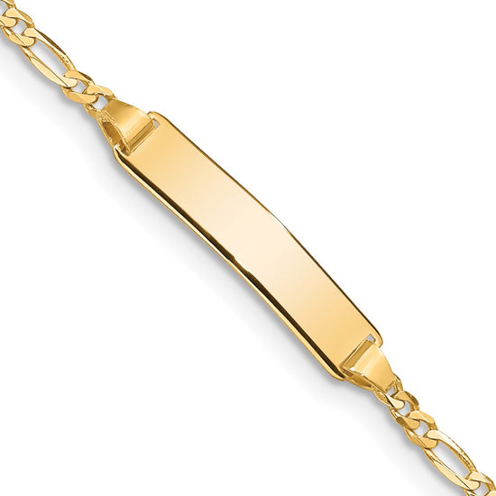 Quality Gold 14k Figaro Link ID Bracelet Gold     