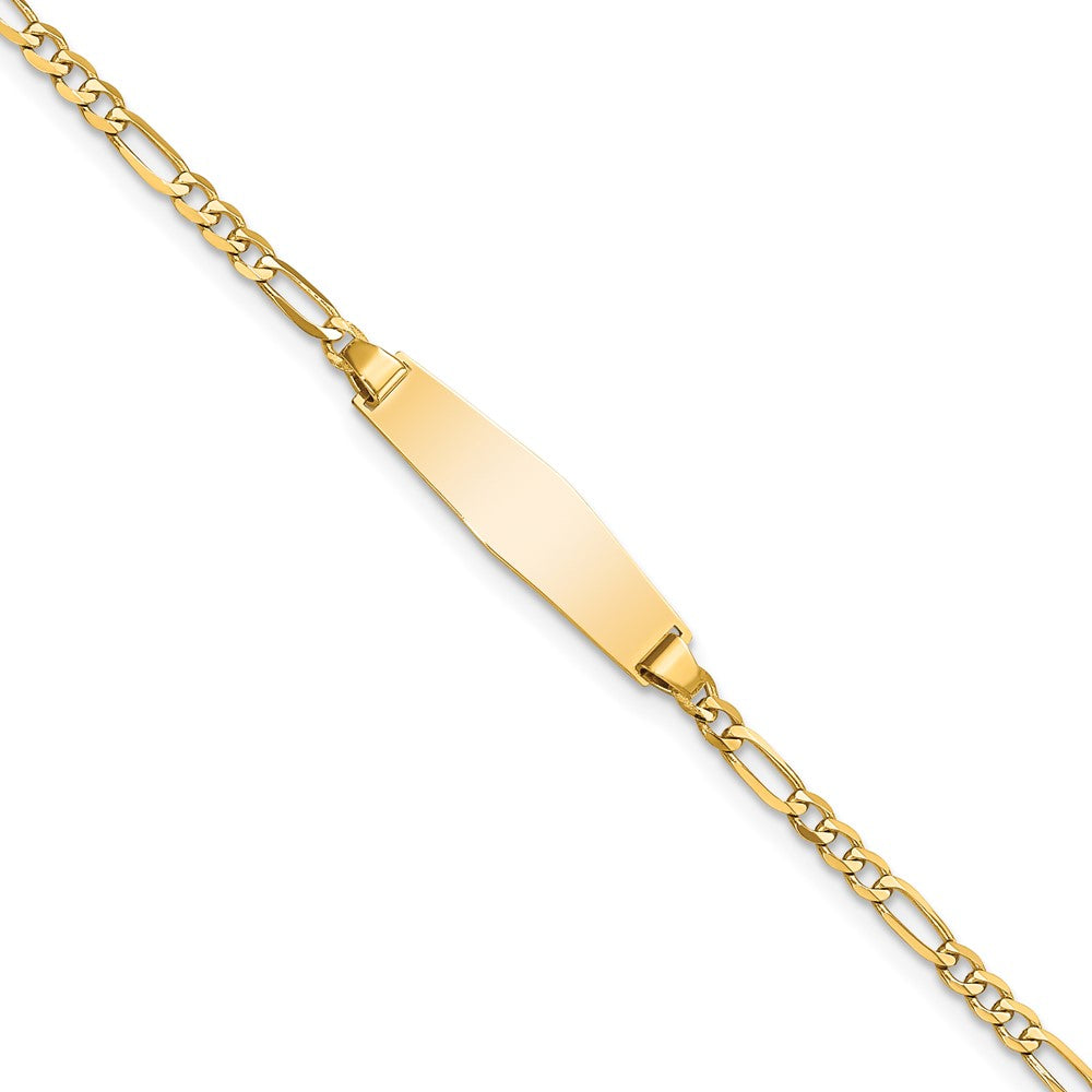 Quality Gold 14k Baby Soft Diamond Shape Figaro ID Bracelet Gold     