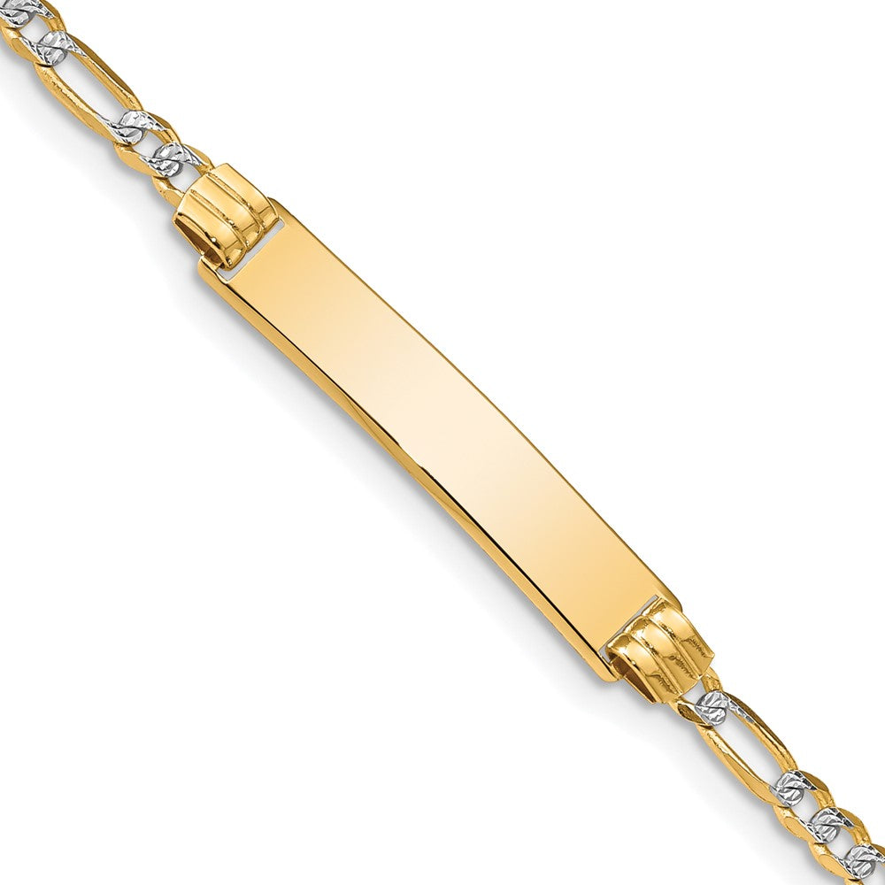 Load image into Gallery viewer, Quality Gold 14k with Rhodium Pavé Figaro ID Bracelet Gold     
