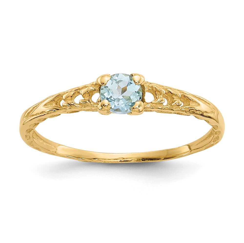 Quality Gold 14k Madi K 3mm Aquamarine Birthstone Baby Ring Gold