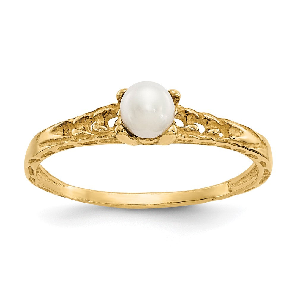 Quality Gold 14k Madi K 3mm FW Cultured Pearl Birthstone Baby Ring Gold