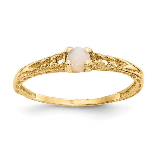 Load image into Gallery viewer, Quality Gold 14k Madi K 3mm Opal Birthstone Baby Ring Gold
