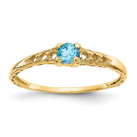 Quality Gold 14k Madi K 3mm Blue Topaz Birthstone Baby Ring Gold