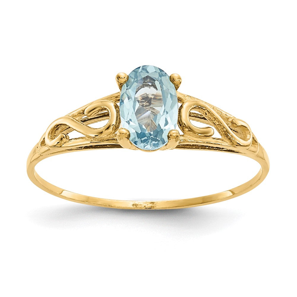 Load image into Gallery viewer, Quality Gold 14k Madi K Synthetic Aquamarine Ring Gold
