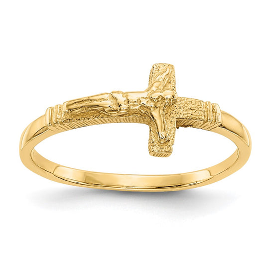 Quality Gold 14K Satin Finish Childs Crucifix Ring Gold