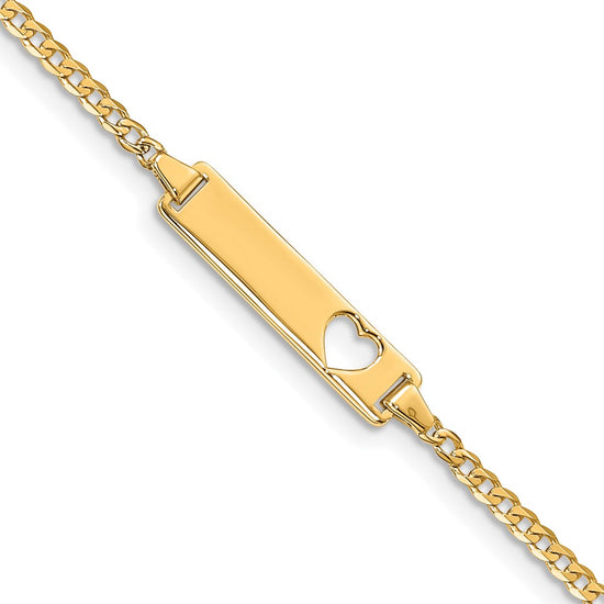 Quality Gold 14k Cut-out Heart Curb Link ID Bracelet Gold     