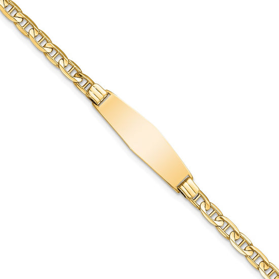 Quality Gold 14K Soft Diamond Shape Anchor Link ID Bracelet Gold     