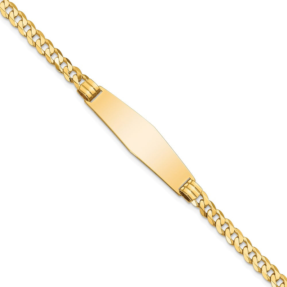Quality Gold 14K Curb Link Soft Diamond Shape ID Bracelet Gold     