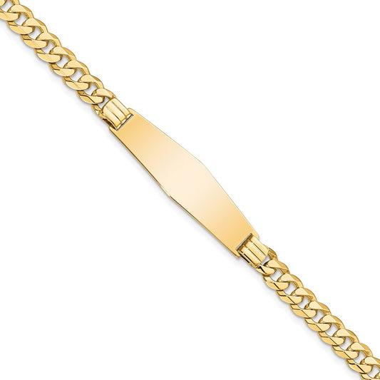 Quality Gold 14K Curb Link Soft Diamond Shape ID Bracelet Gold     