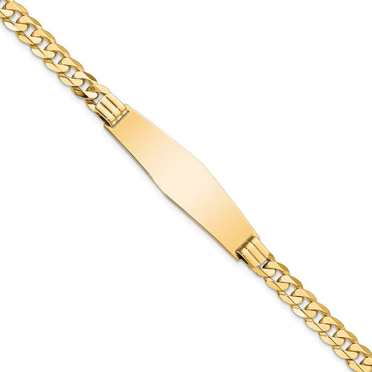 Quality Gold 14K Curb Link Soft Diamond Shape ID Bracelet Gold     