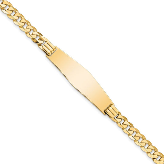 Load image into Gallery viewer, Quality Gold 14K Curb Link Soft Diamond Shape ID Bracelet Gold     

