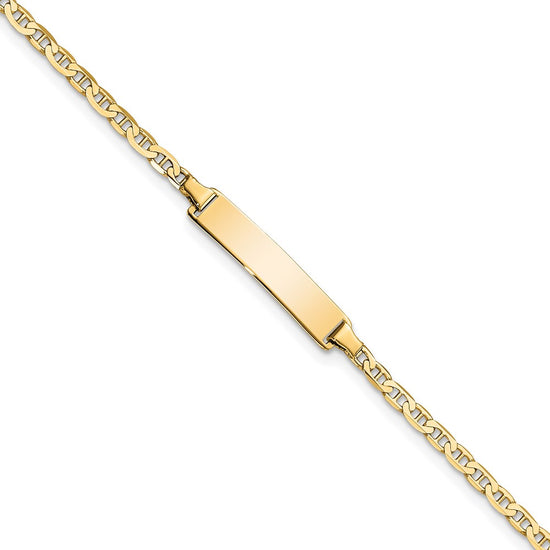 Quality Gold 14k Flat Anchor Link ID Bracelet Gold     