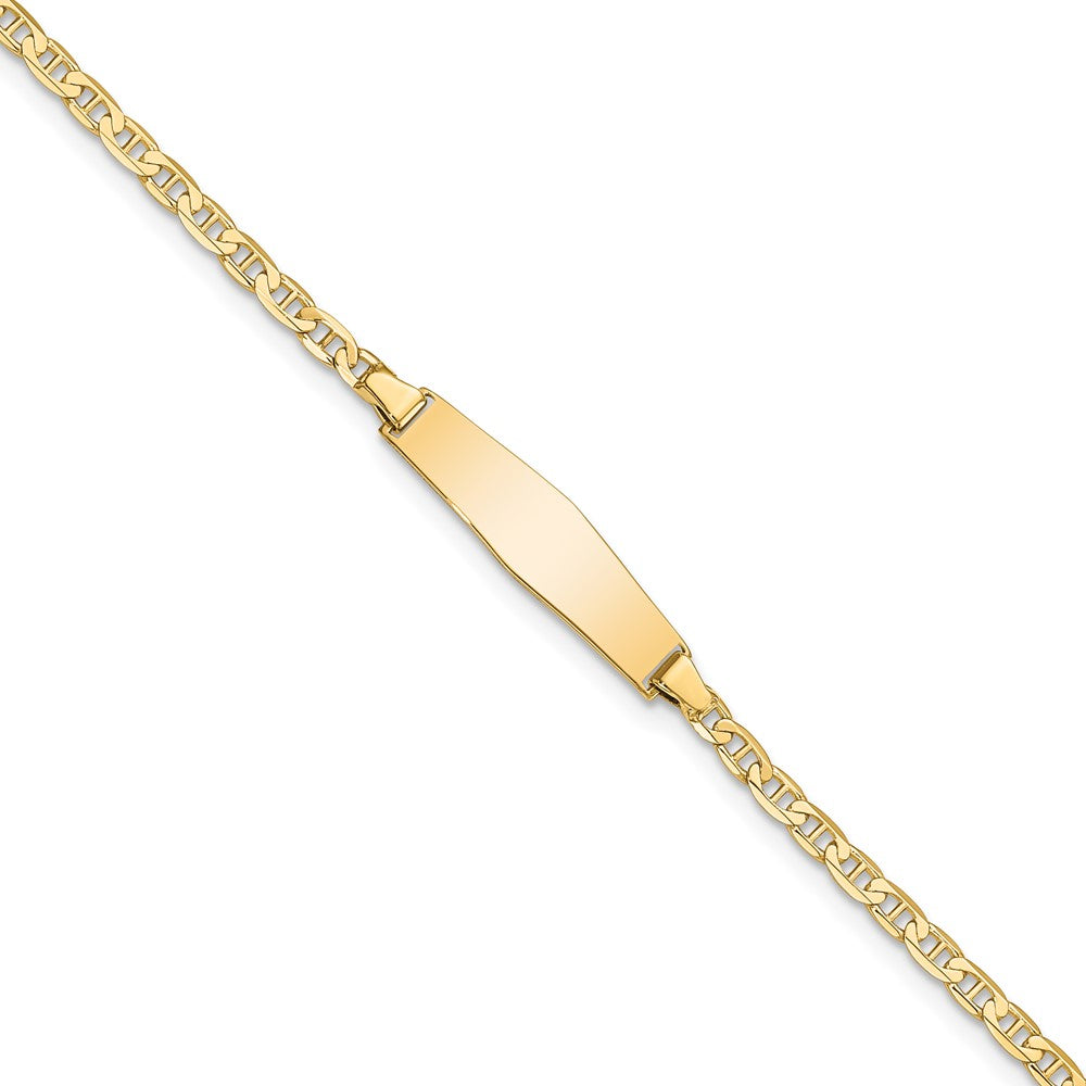 Quality Gold 14k Soft Diamond Shape Flat Anchor Link ID Bracelet Gold     
