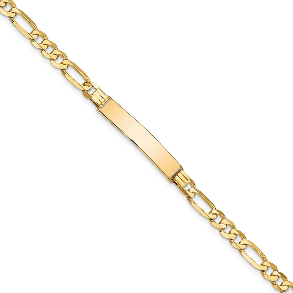 Quality Gold 14k Flat Figaro Link ID Bracelet Gold     