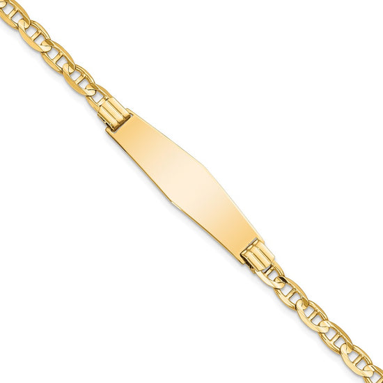 Load image into Gallery viewer, Quality Gold 14k Anchor Link Soft Diamond Shape ID Bracelet Gold     

