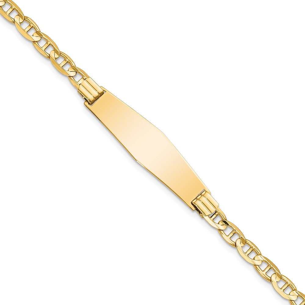 Quality Gold 14k Anchor Link Soft Diamond Shape ID Bracelet Gold     