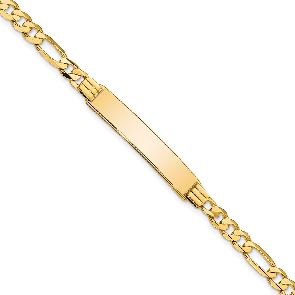 Quality Gold 14k Flat Figaro Link ID Bracelet Gold     