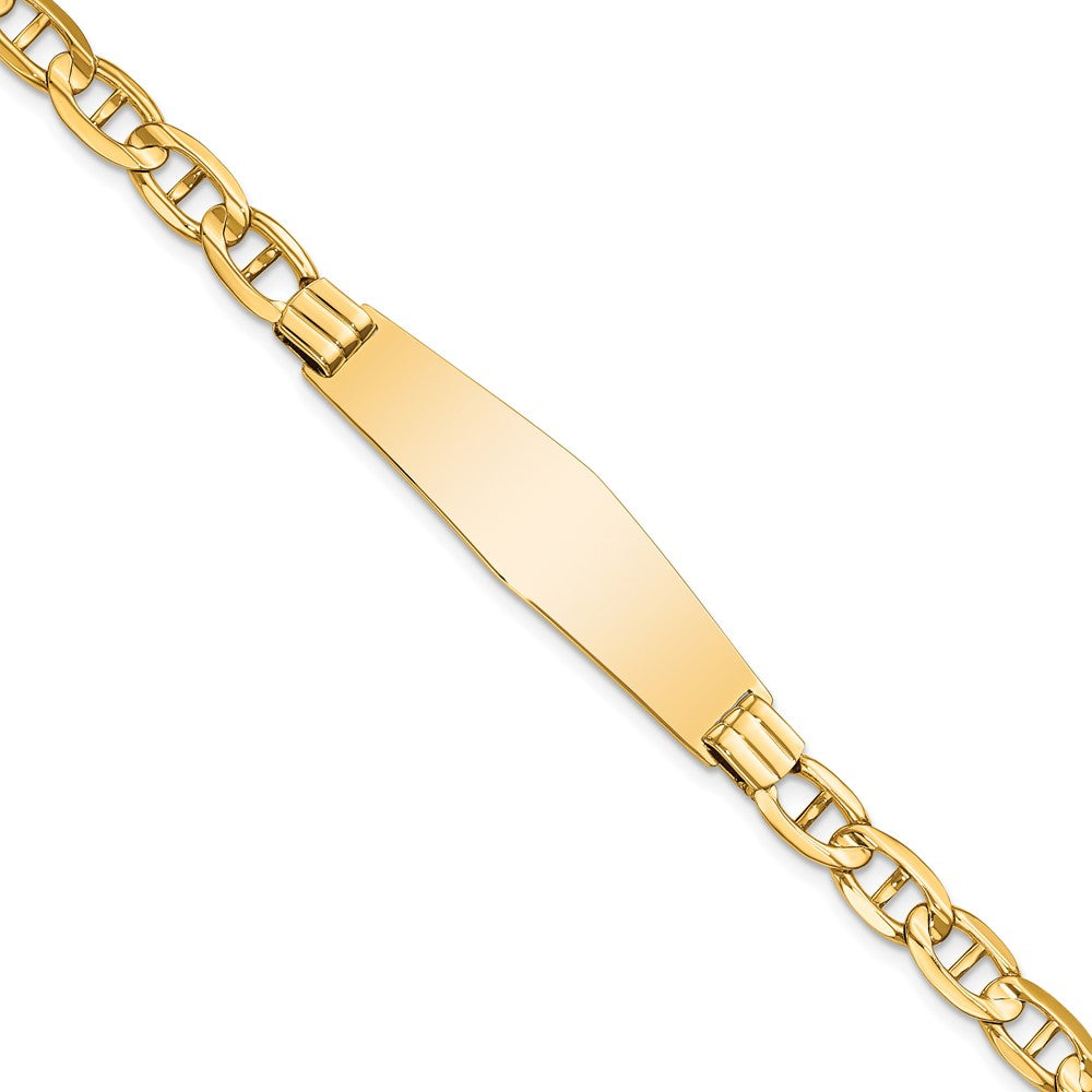 Quality Gold 14k Anchor Link Soft Diamond Shape ID Bracelet Gold     