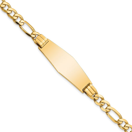 Load image into Gallery viewer, Quality Gold 14k Flat Figaro Link Soft Diamond Shape ID Bracelet Gold     
