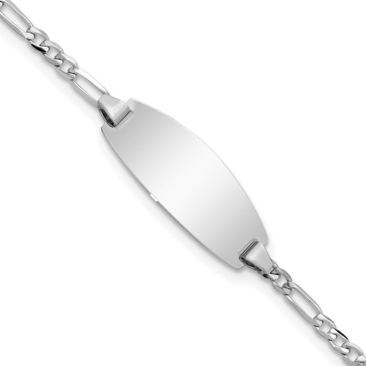 Quality Gold 14k White Gold Oval Figaro ID Bracelet Gold     