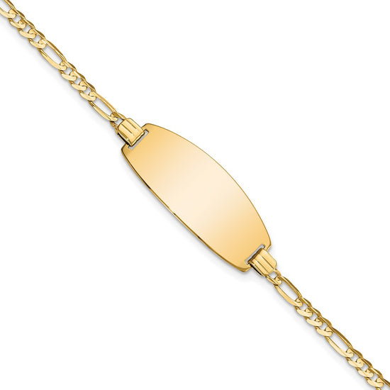 Quality Gold 14ky Oval Figaro ID Bracelet Gold     