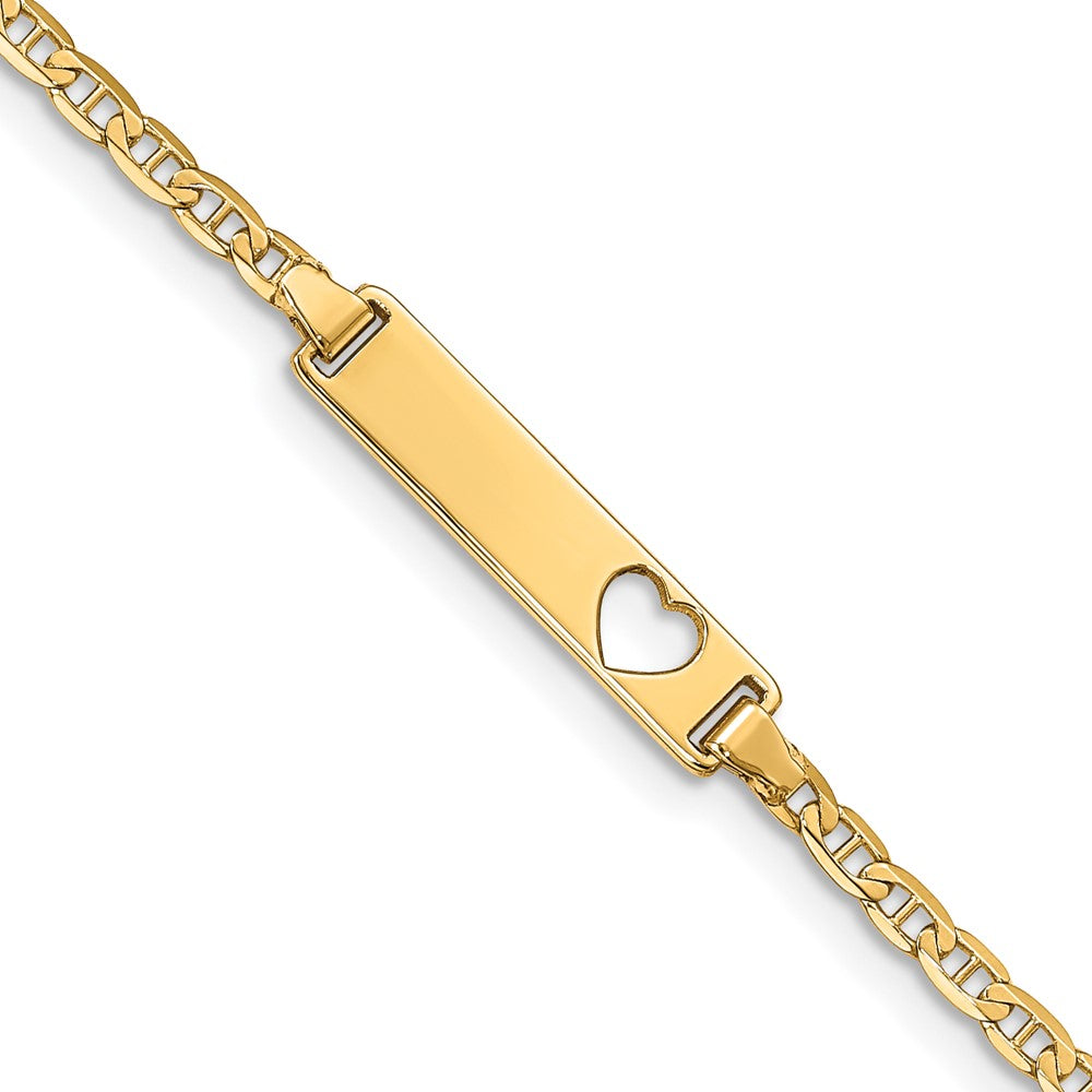 Quality Gold 14k Cut-out Heart Anchor Link ID Bracelet Gold     