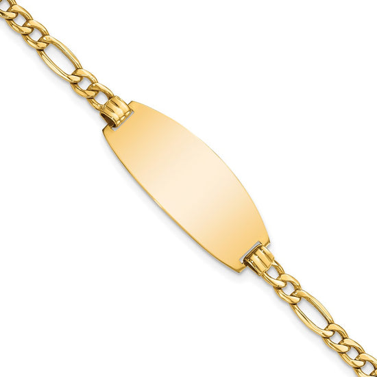 Quality Gold 14k Semi-solid Oval Figaro ID Bracelet Gold     