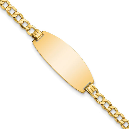 Quality Gold 14k Semi-solid Oval Curb ID Bracelet Gold     