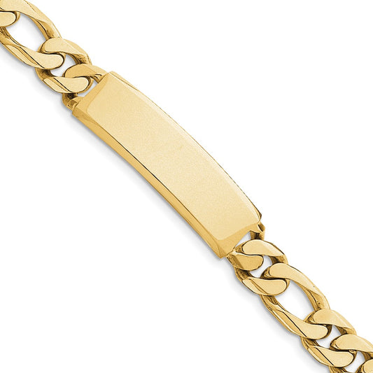 Quality Gold 14k Hand-polished Figaro Link ID Bracelet Gold     