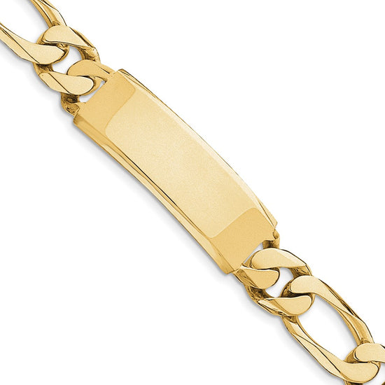 Quality Gold 14k Hand-polished Figaro Link ID Bracelet Gold     