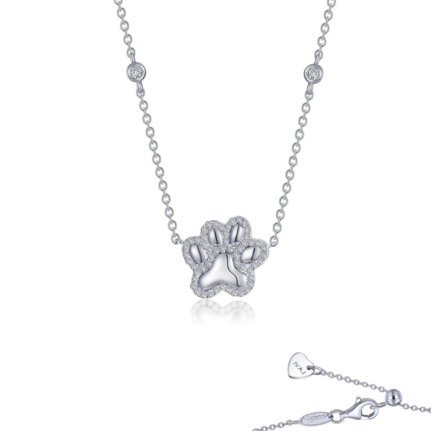 Load image into Gallery viewer, LaFonn Platinum Simulated Diamond N/A NECKLACES Puffy Paw Print Necklace
