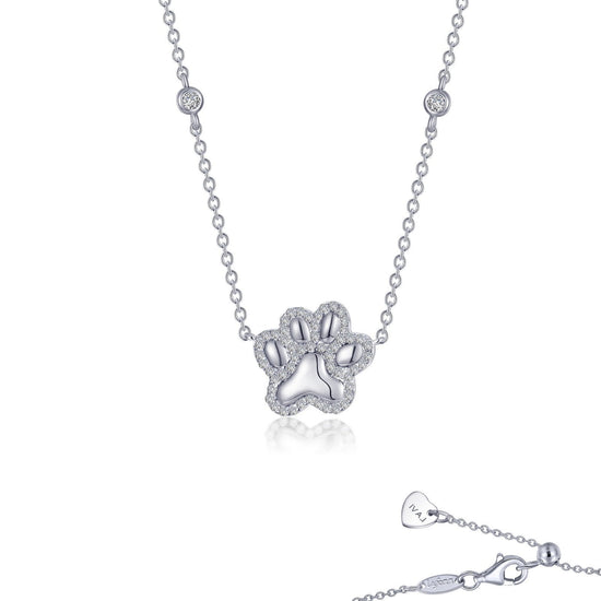Load image into Gallery viewer, LaFonn Platinum Simulated Diamond N/A NECKLACES Puffy Paw Print Necklace
