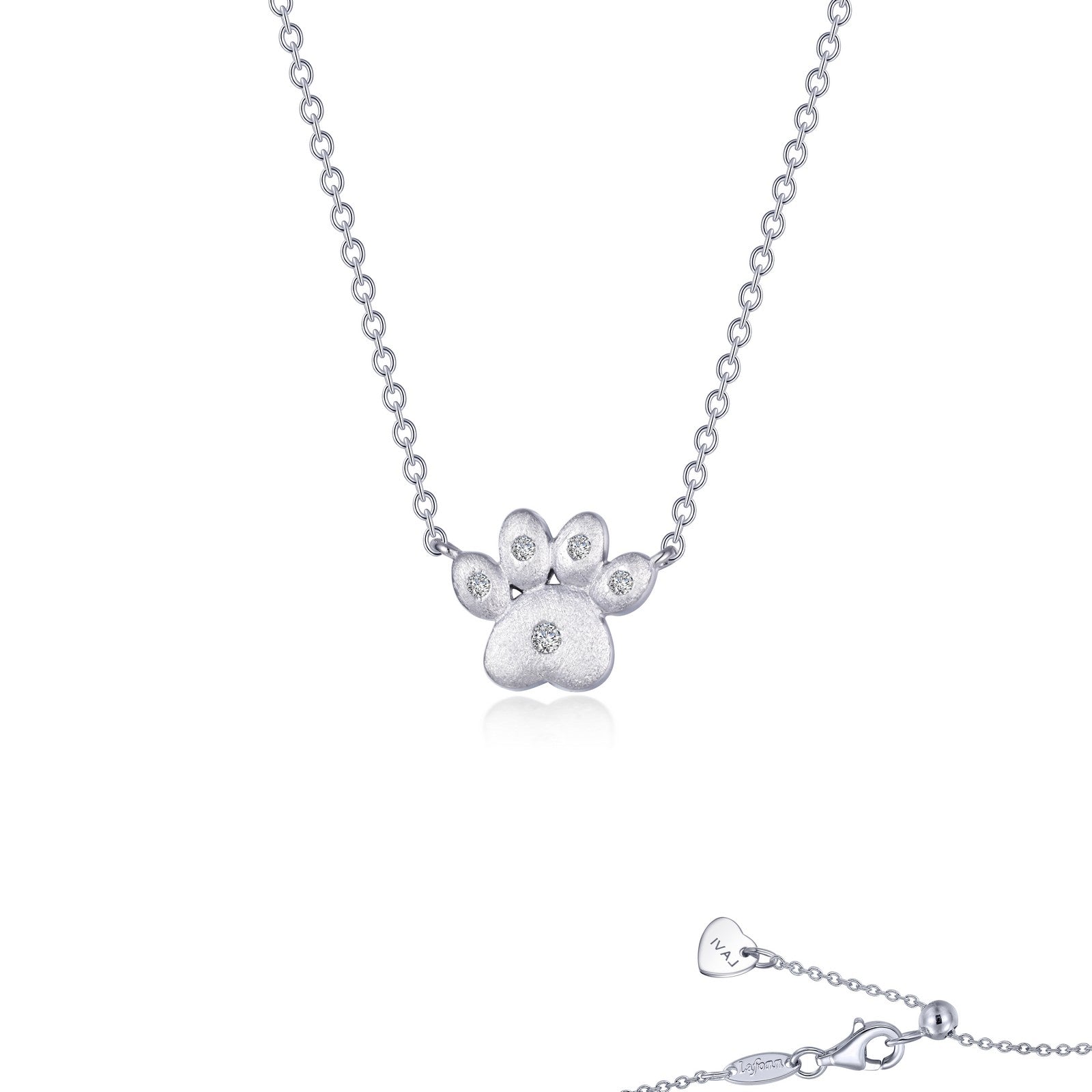 Lafonn Puffy Paw Print Necklace 6 Stone Count LV008CLP20