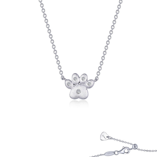 Lafonn Puffy Paw Print Necklace 6 Stone Count LV008CLP20