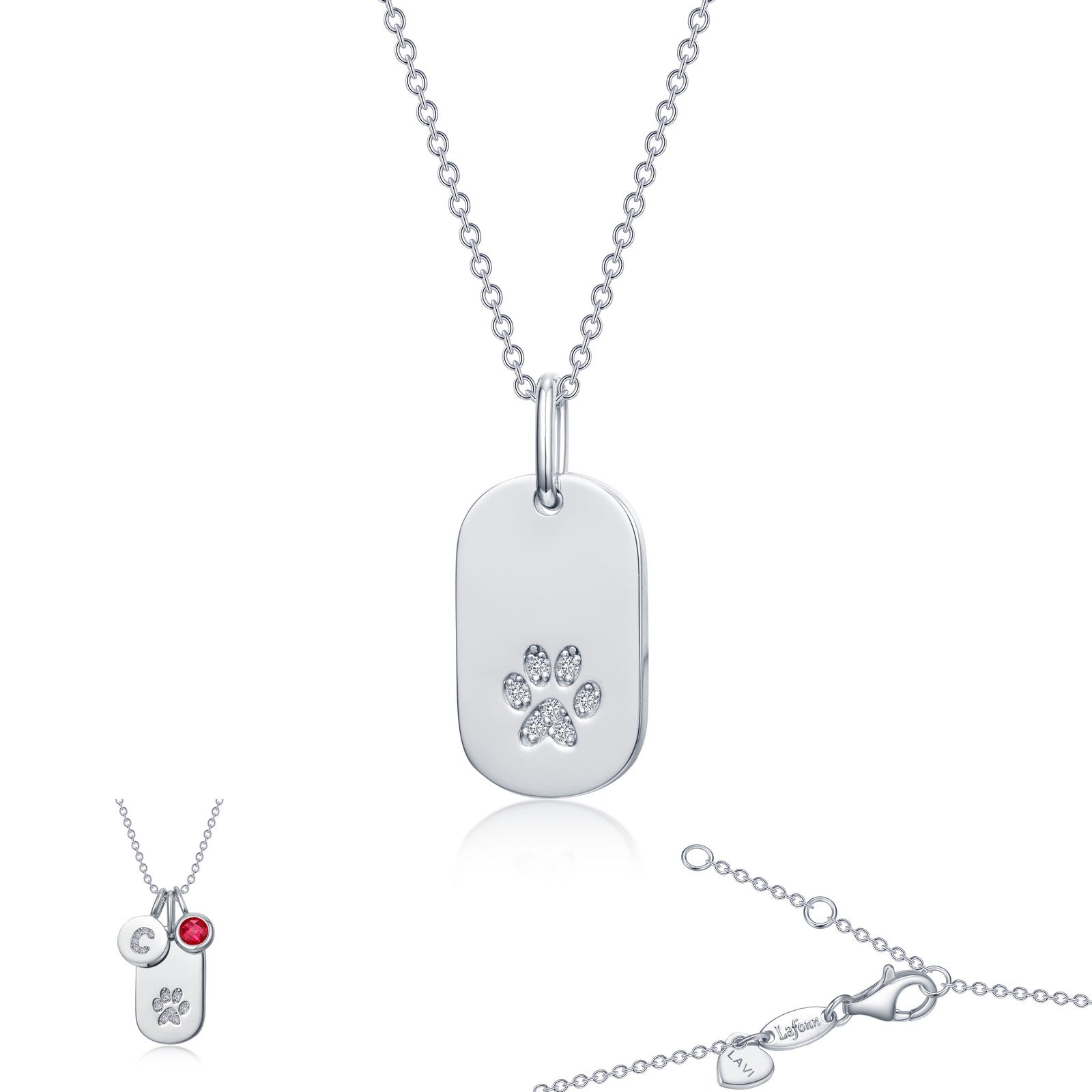 Lafonn Paw Print Necklace 7 Stone Count LV011CLP20