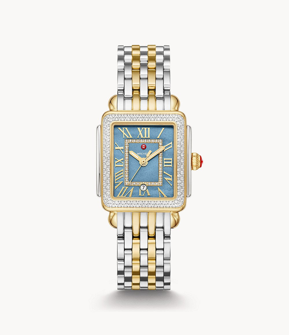 IN-STOCK, CALL TO ORDER - Michele Deco Madison Mid Two-Tone Diamond Stainless Steel Watch
