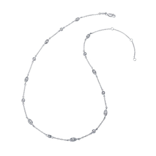 Load image into Gallery viewer, Lafonn Classic Station Necklace Simulated Diamond NECKLACES Platinum 0.14 CTS 
